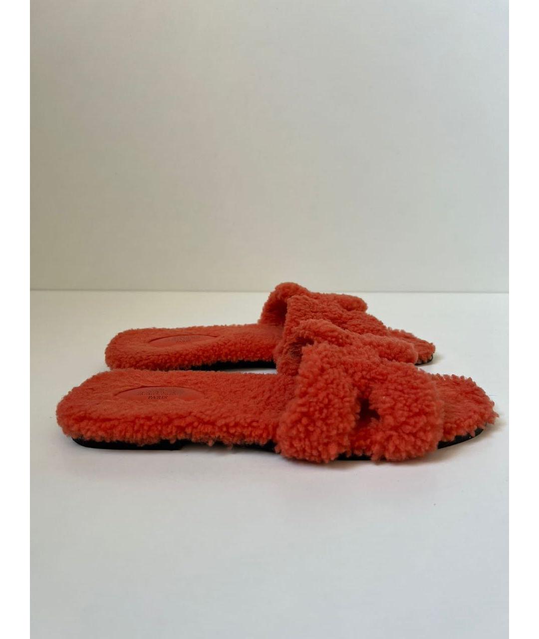 HERMES Оранжевое шлепанцы, фото 7