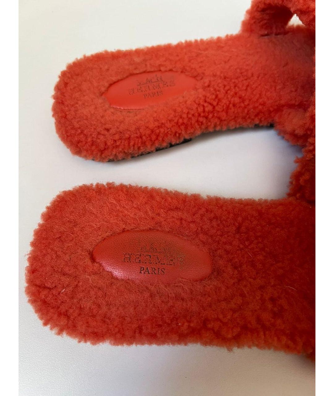 HERMES Оранжевое шлепанцы, фото 3