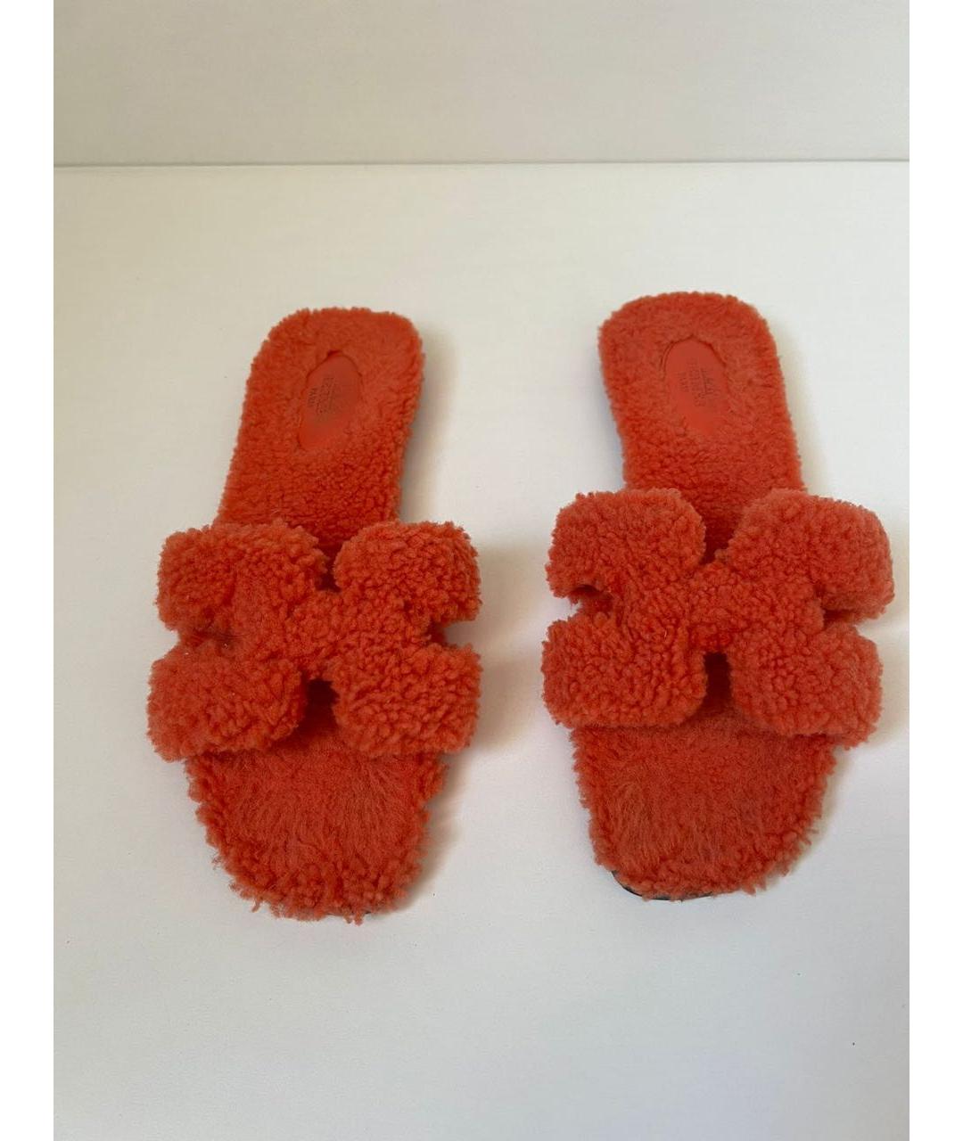 HERMES Оранжевое шлепанцы, фото 2
