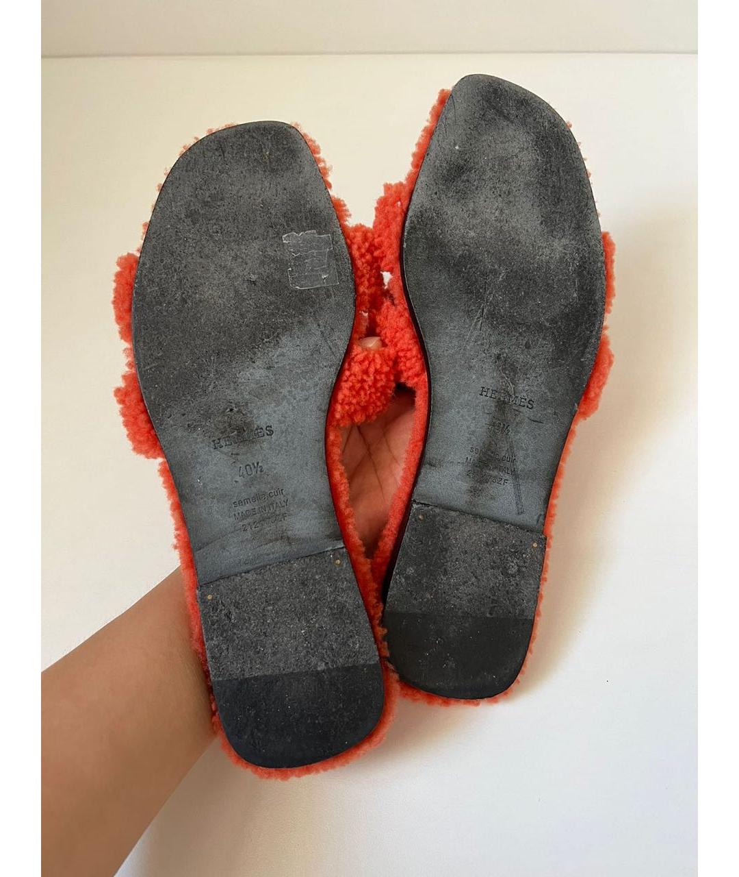 HERMES Оранжевое шлепанцы, фото 4