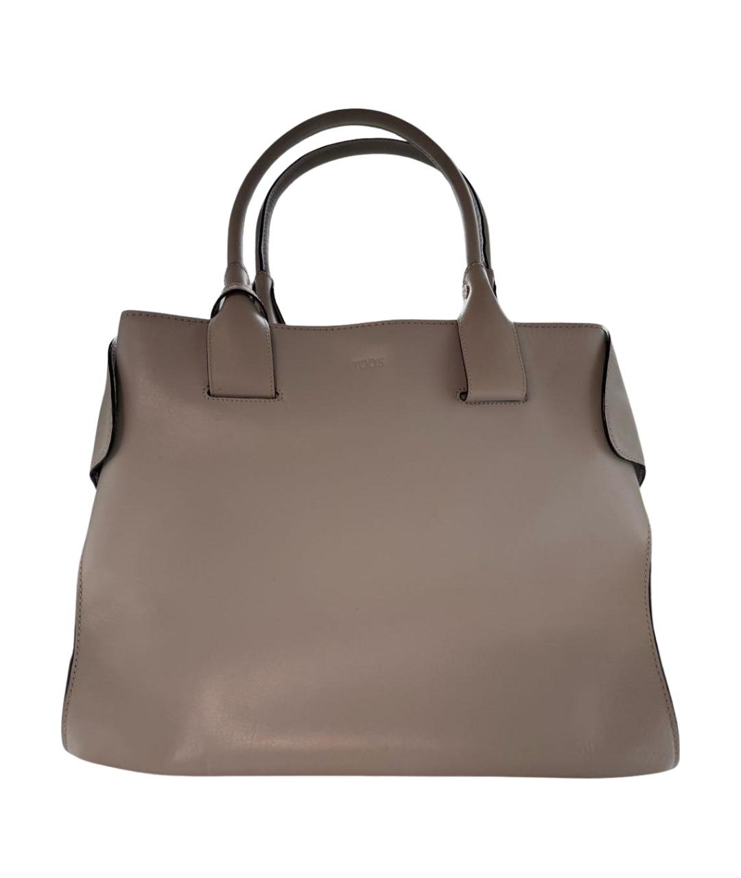 TOD'S Серая кожаная сумка с короткими ручками, фото 1