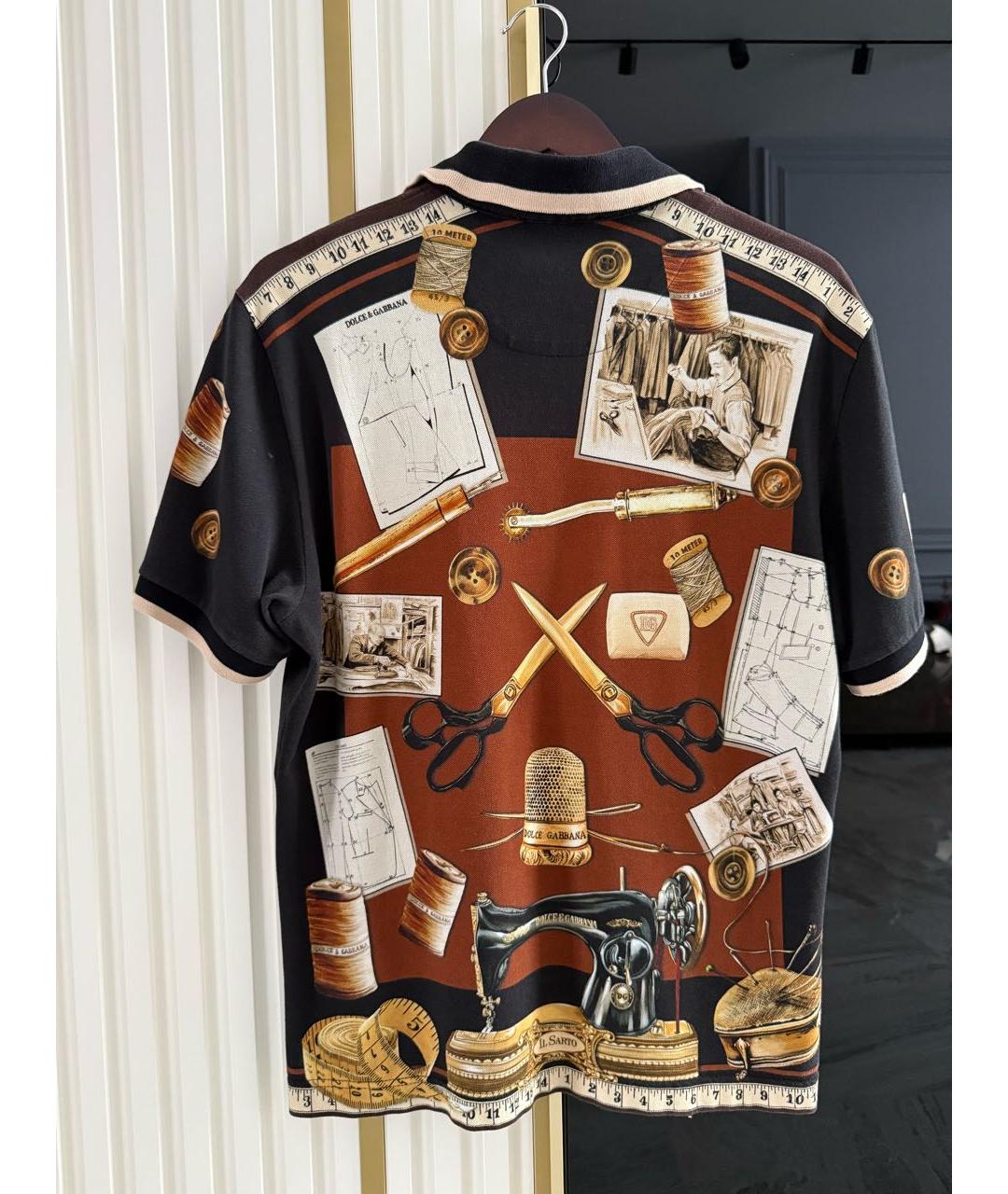 DOLCE&GABBANA Коричневое хлопковое поло с коротким рукавом, фото 2