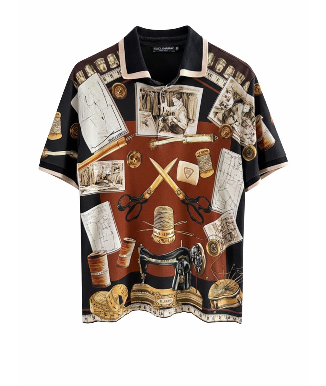 DOLCE&GABBANA Коричневое хлопковое поло с коротким рукавом, фото 1