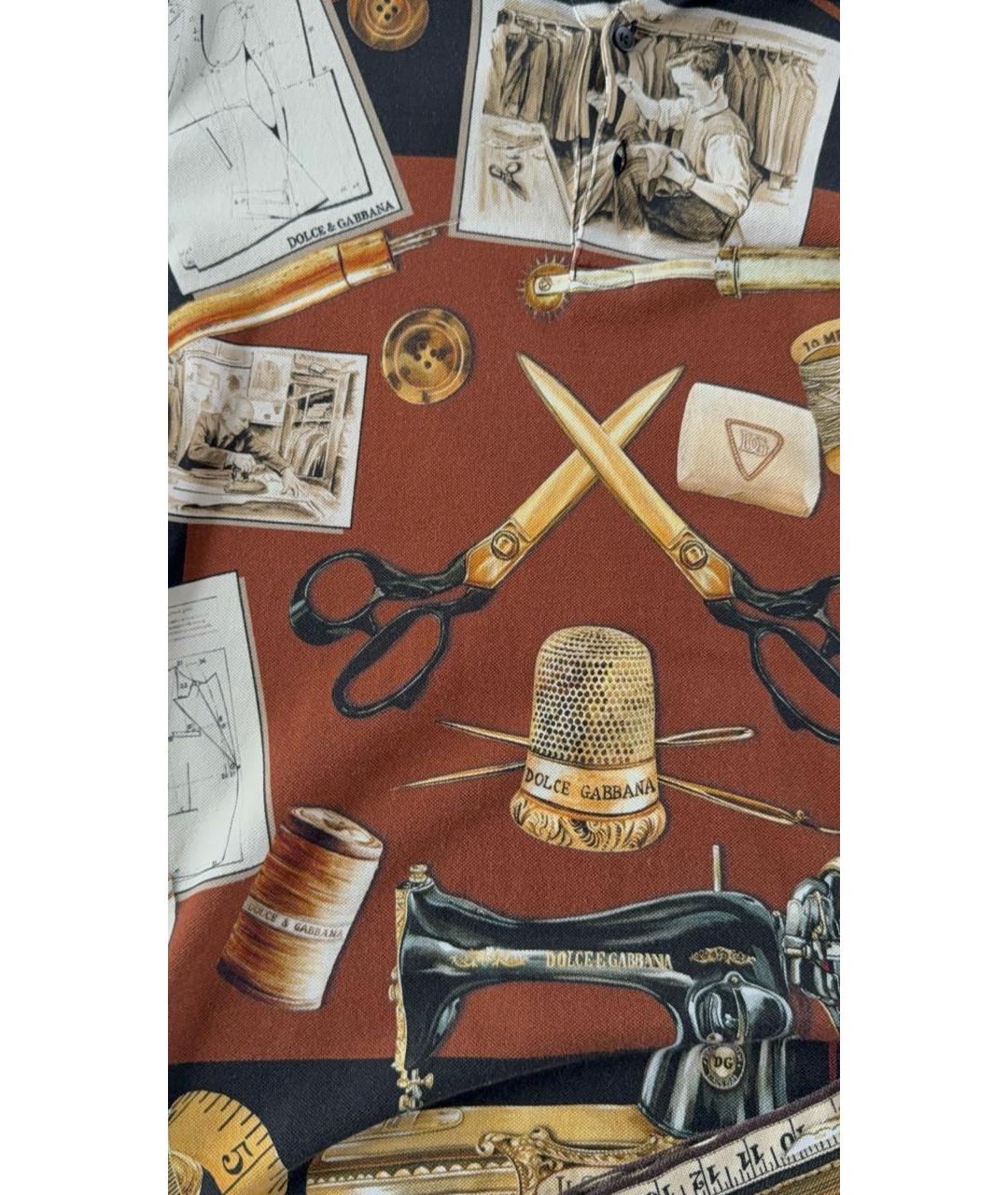 DOLCE&GABBANA Коричневое хлопковое поло с коротким рукавом, фото 4