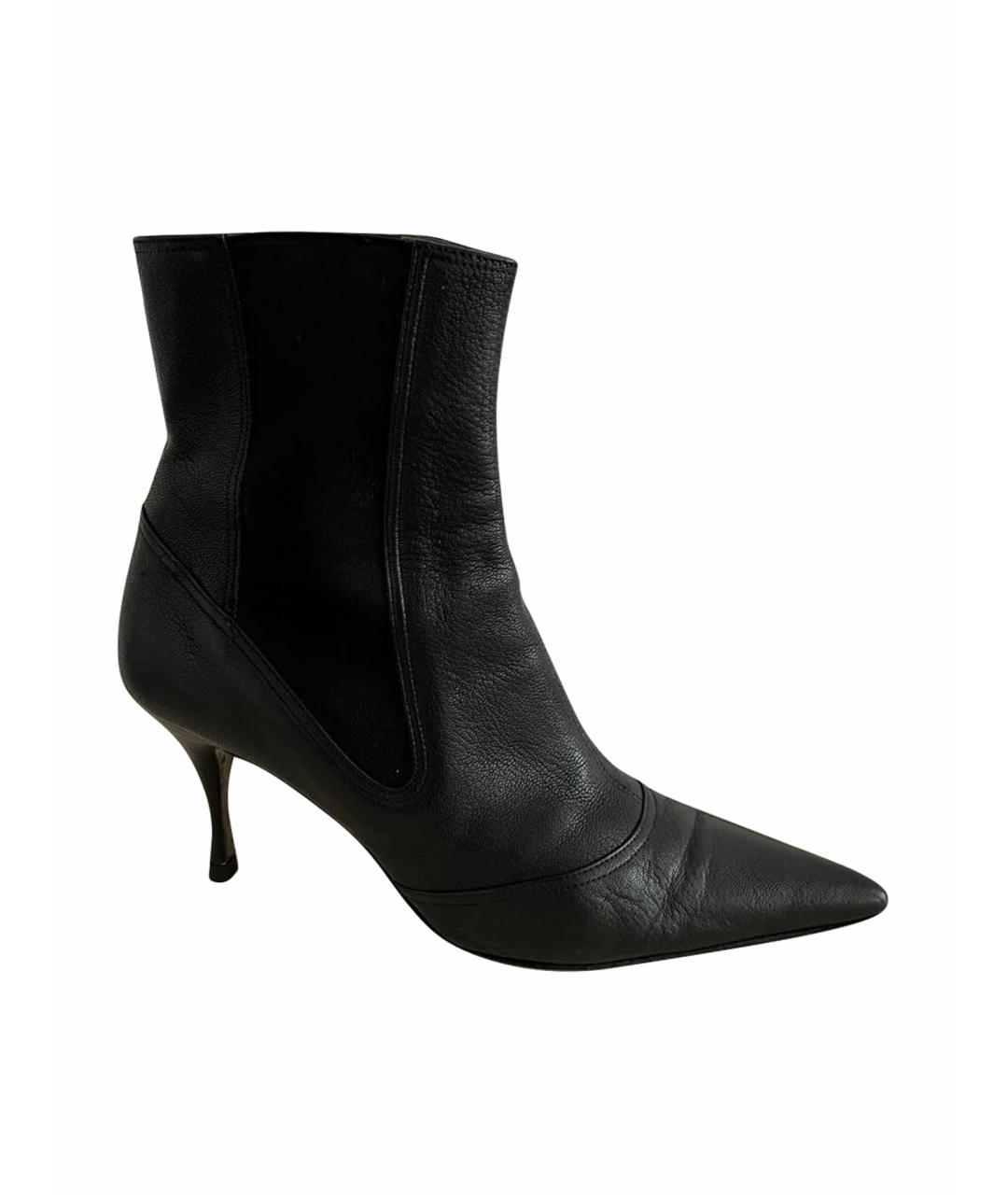 DOLCE&GABBANA Черные кожаные ботильоны, фото 1