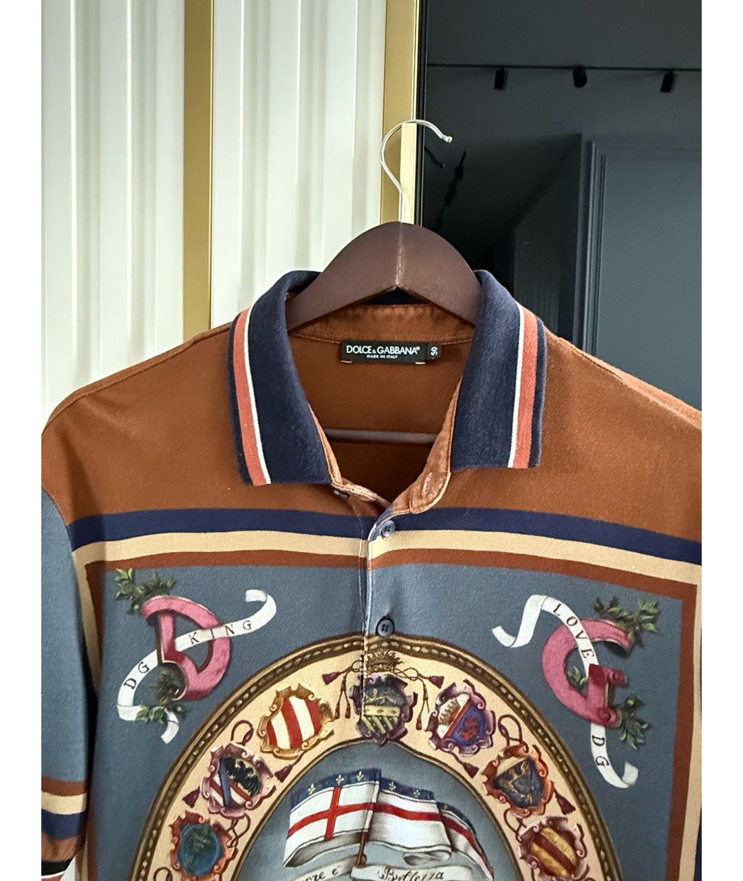 DOLCE&GABBANA Мульти хлопковое поло с коротким рукавом, фото 4