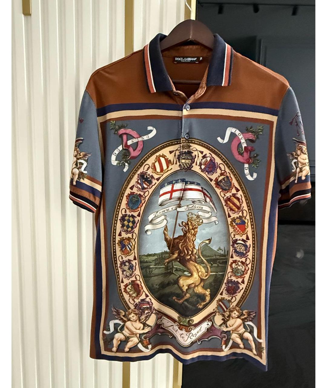 DOLCE&GABBANA Мульти хлопковое поло с коротким рукавом, фото 5