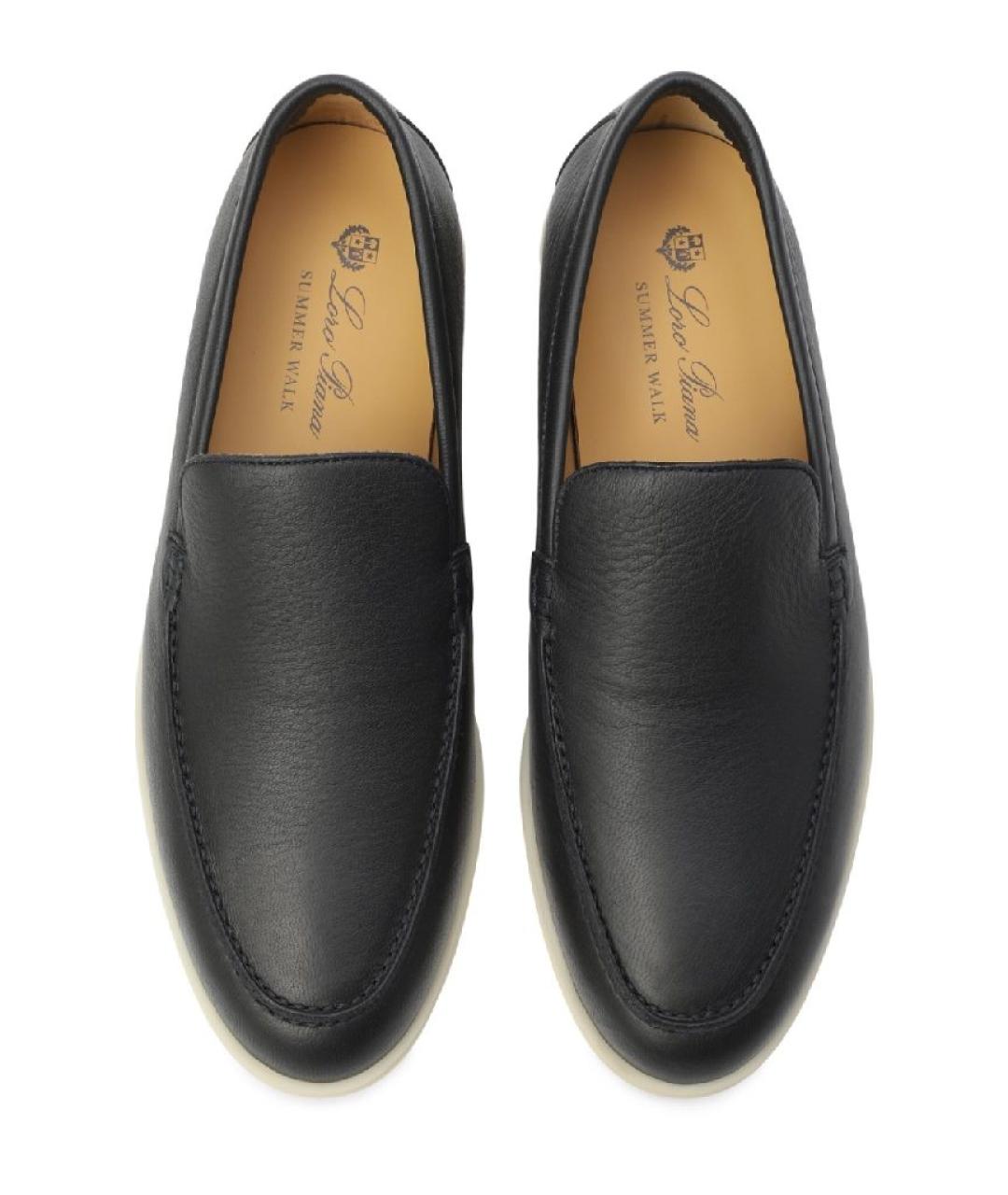 LORO PIANA Темно-синие кожаные лоферы, фото 2