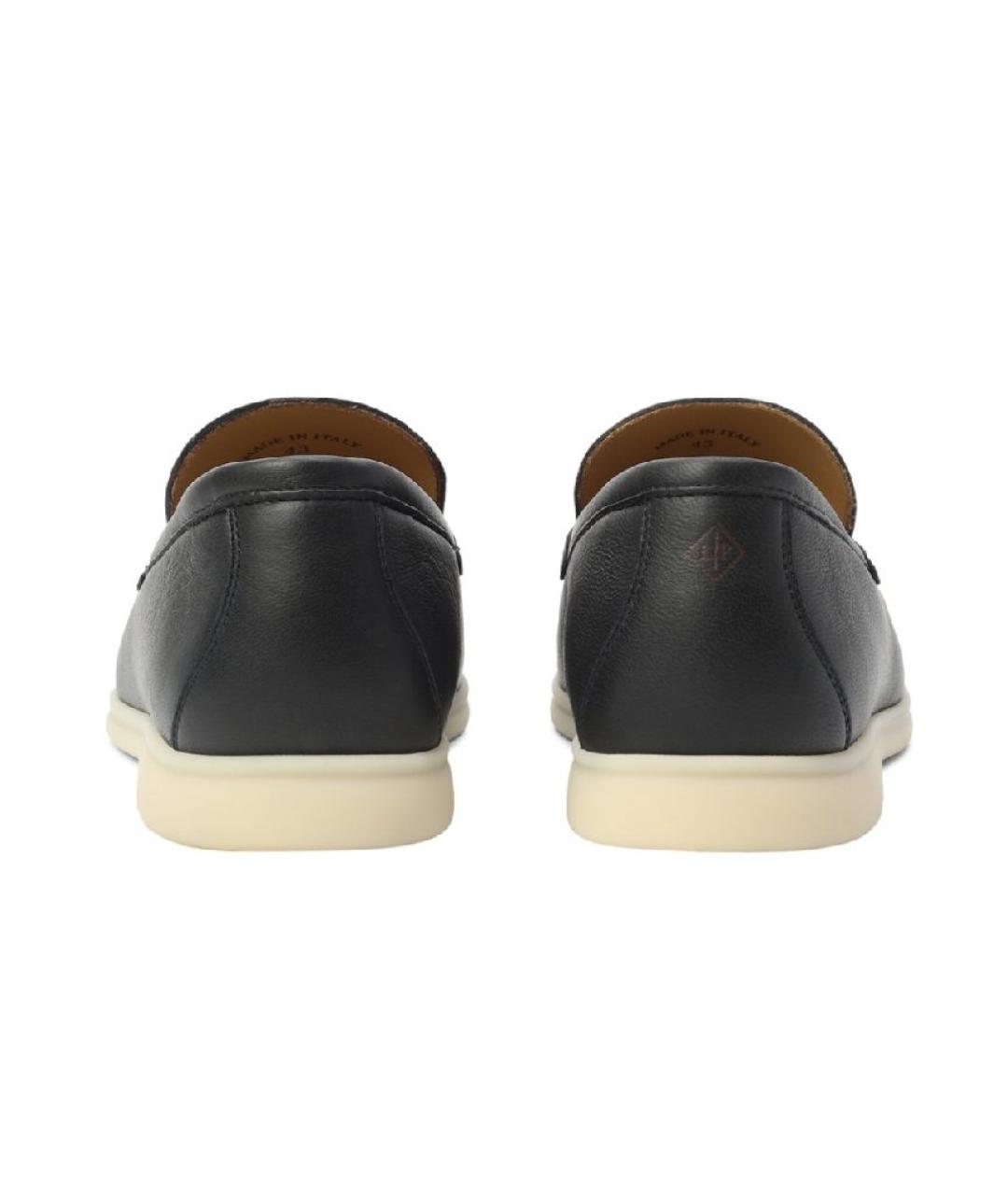 LORO PIANA Темно-синие кожаные лоферы, фото 4