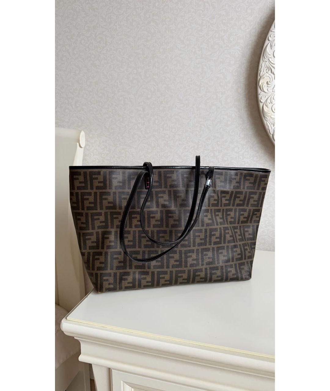 FENDI Коричневая кожаная сумка тоут, фото 6