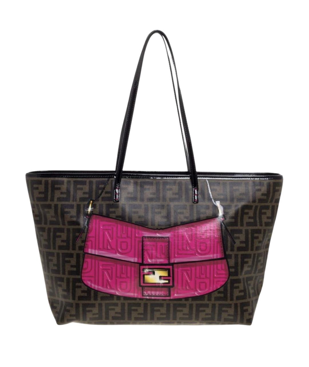 FENDI Коричневая кожаная сумка тоут, фото 1