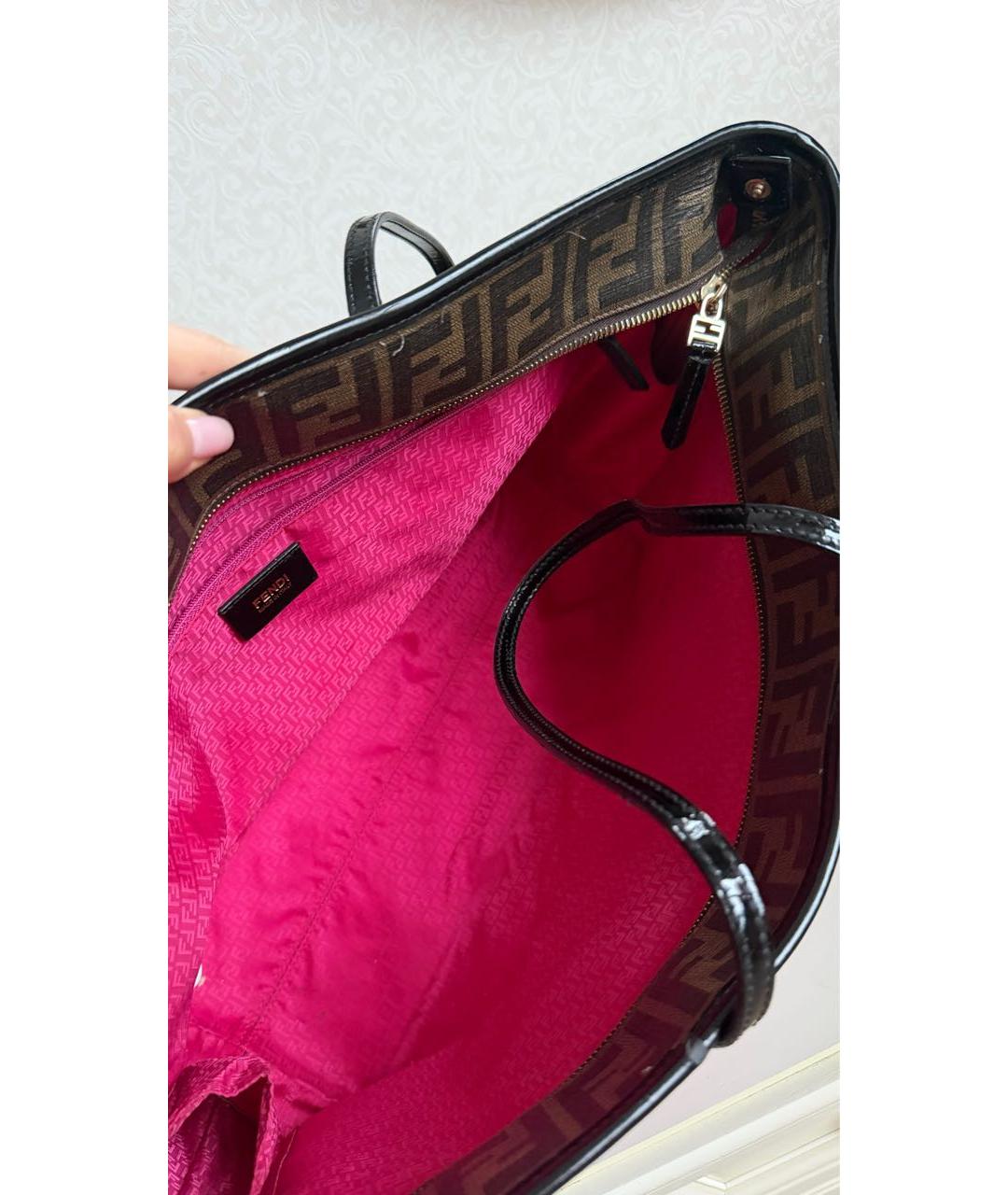 FENDI Коричневая кожаная сумка тоут, фото 5