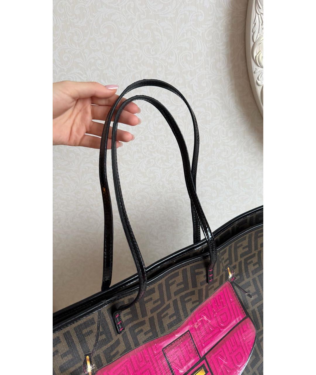 FENDI Коричневая кожаная сумка тоут, фото 3