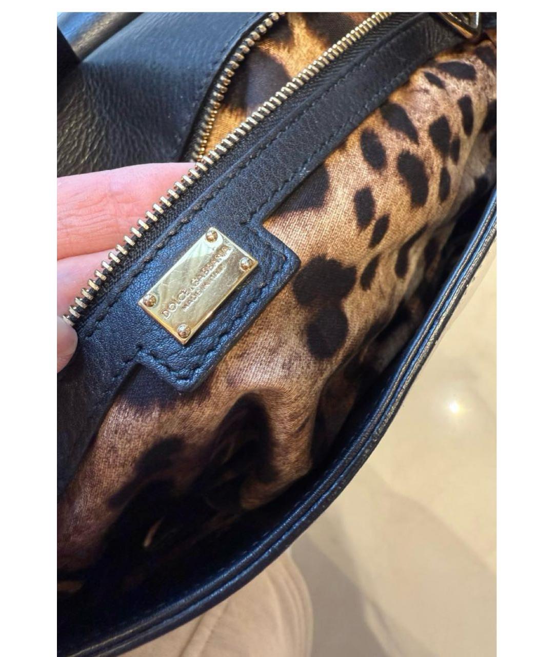 DOLCE&GABBANA Черная кожаная сумка с короткими ручками, фото 3