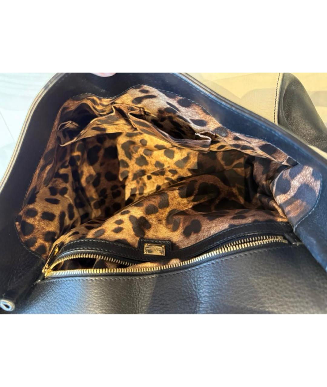 DOLCE&GABBANA Черная кожаная сумка с короткими ручками, фото 4