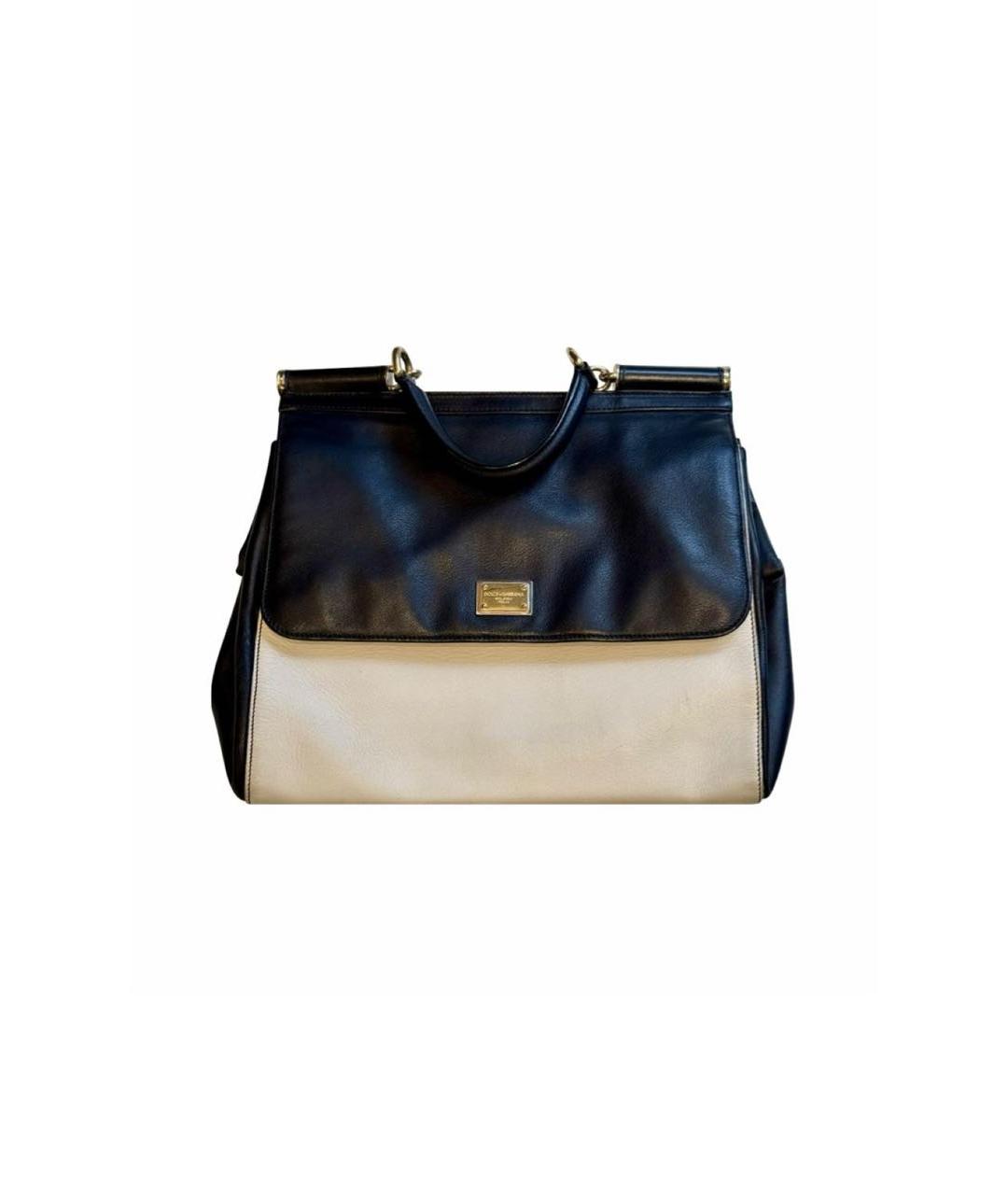 DOLCE&GABBANA Черная кожаная сумка с короткими ручками, фото 5