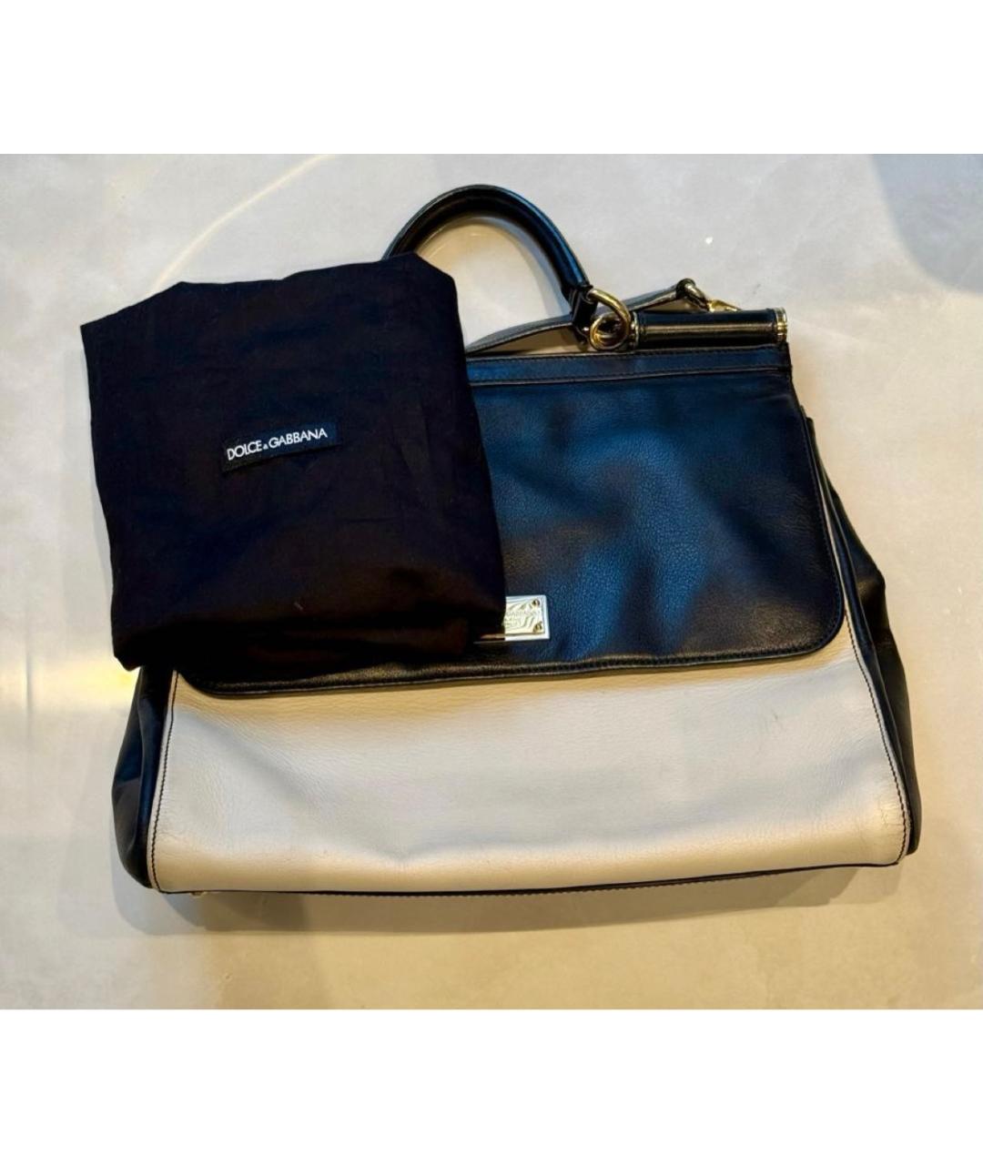 DOLCE&GABBANA Черная кожаная сумка с короткими ручками, фото 2