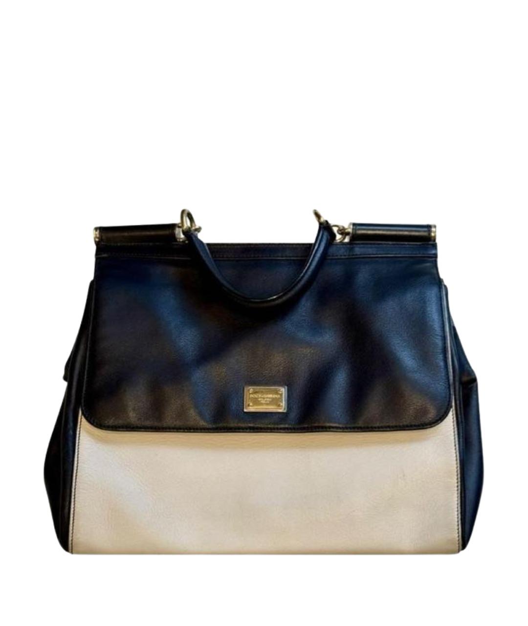 DOLCE&GABBANA Черная кожаная сумка с короткими ручками, фото 1