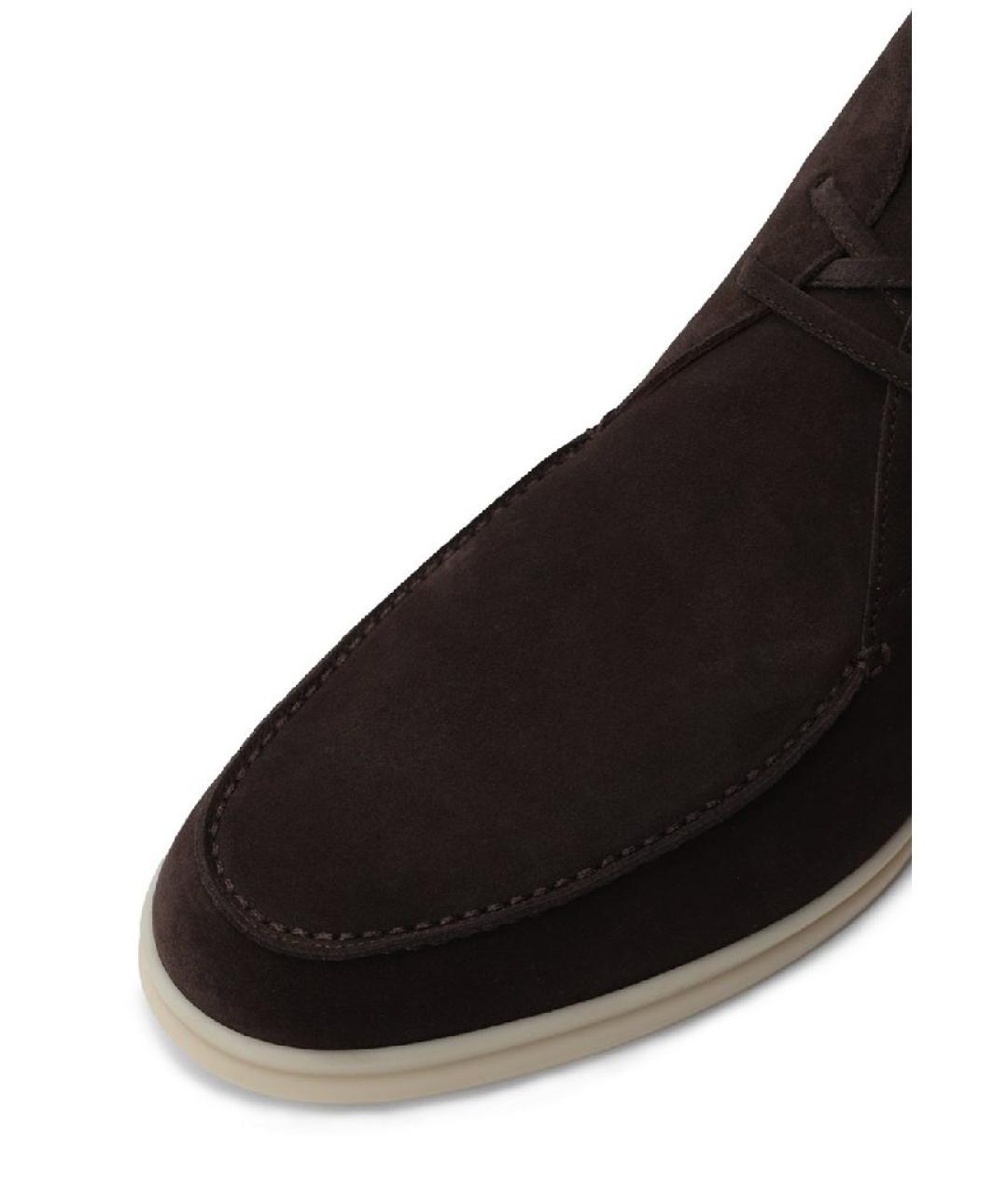 LORO PIANA Коричневые замшевые низкие ботинки, фото 6