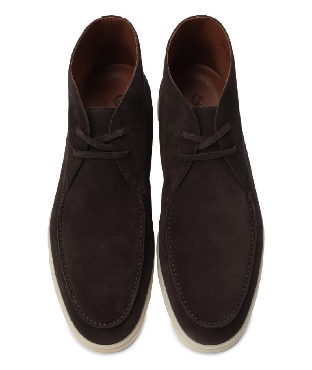 LORO PIANA Коричневые замшевые низкие ботинки, фото 2