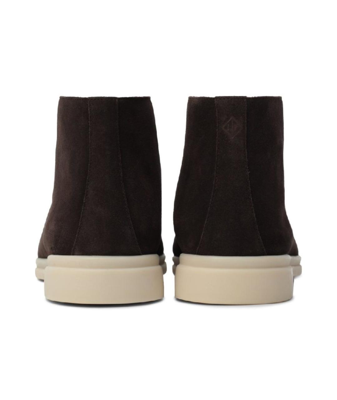 LORO PIANA Коричневые замшевые низкие ботинки, фото 4