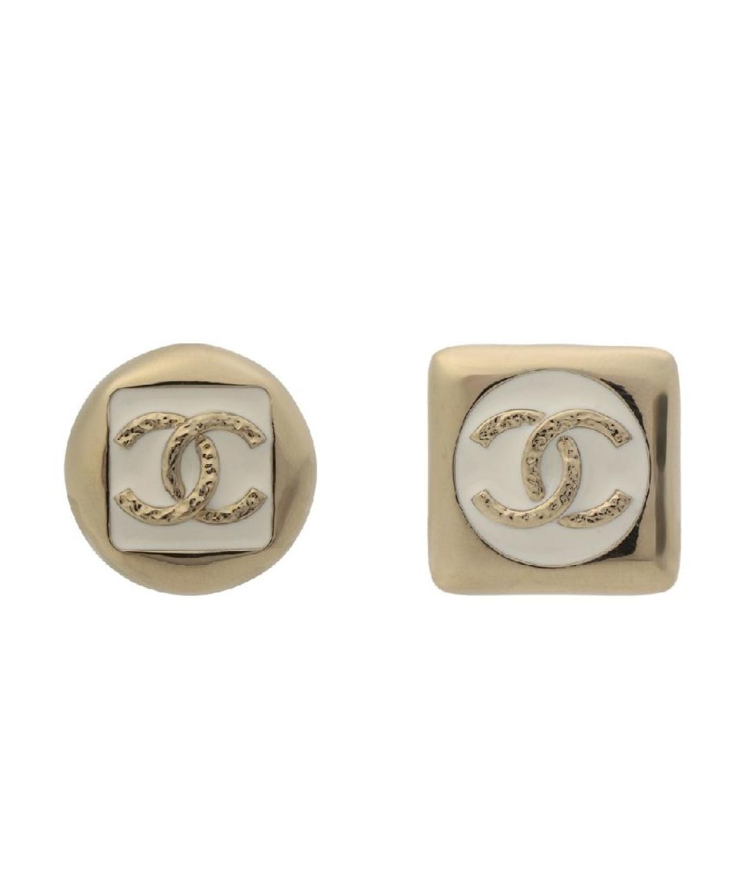 CHANEL Белые металлические серьги, фото 1