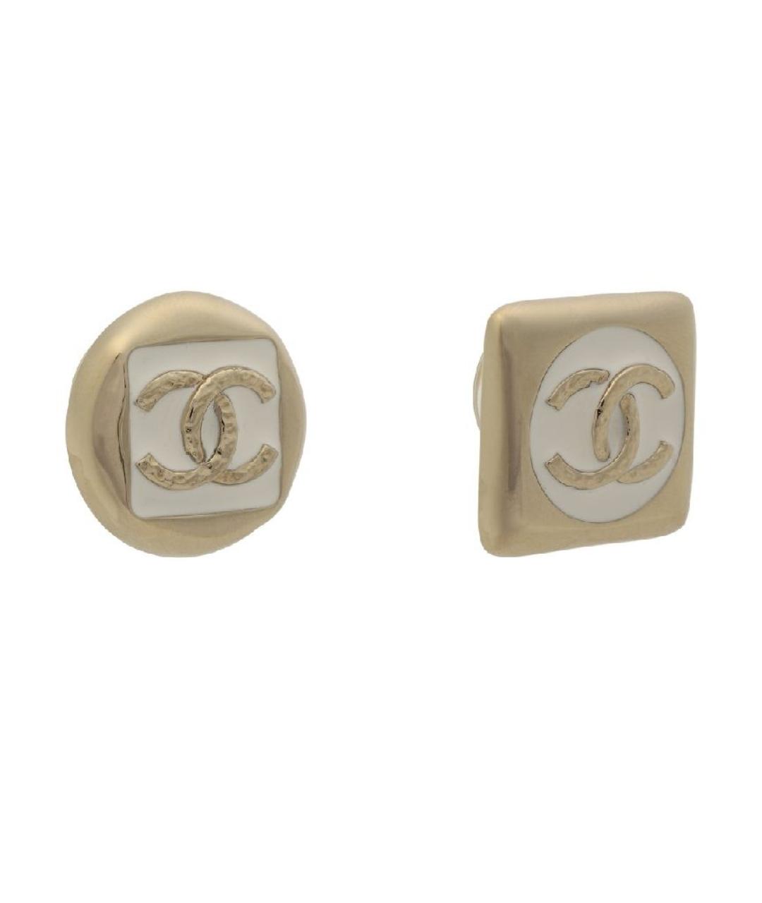 CHANEL Белые металлические серьги, фото 3
