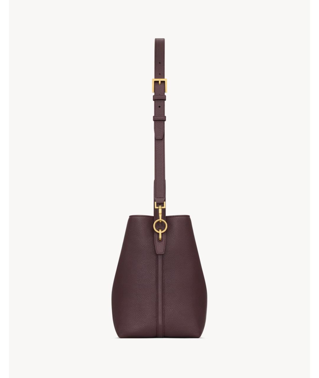 SAINT LAURENT Бордовая кожаная сумка через плечо, фото 6