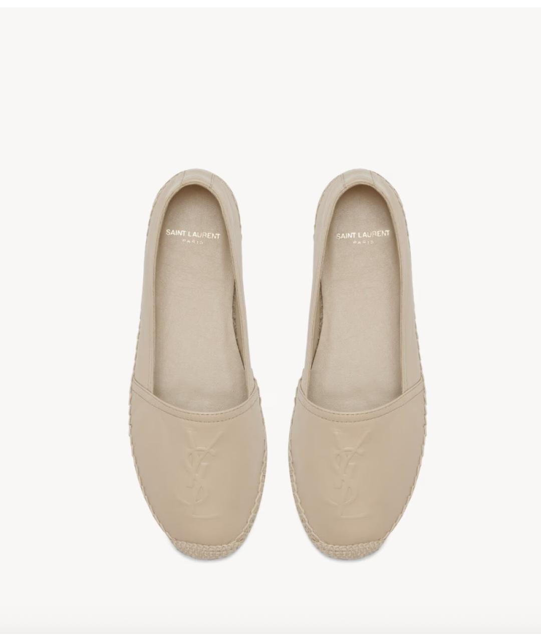 SAINT LAURENT Бежевые кожаные эспадрильи, фото 3