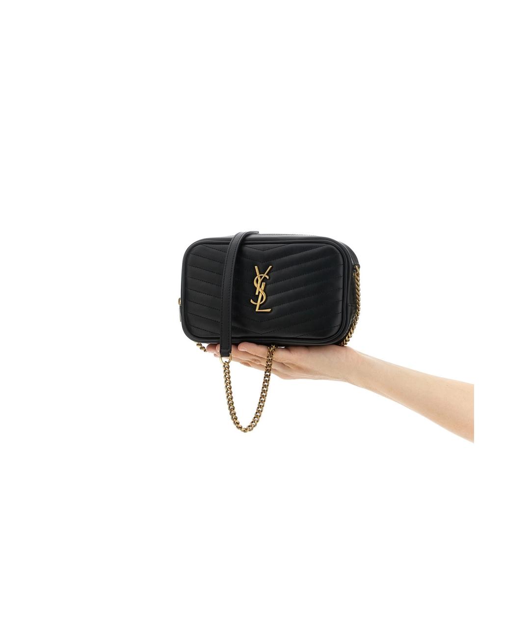SAINT LAURENT Черная кожаная сумка через плечо, фото 2