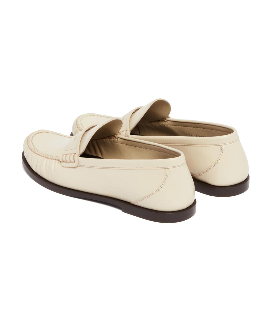 SAINT LAURENT Бежевые кожаные лоферы, фото 4