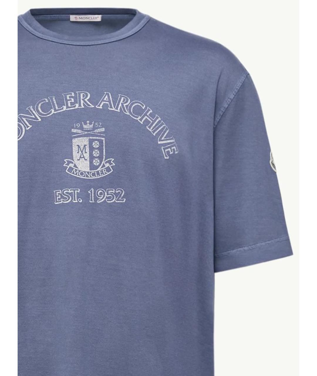 MONCLER Синяя хлопковая футболка, фото 3