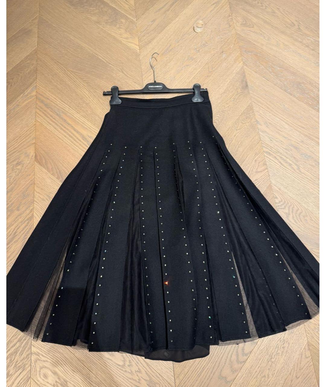 VALENTINO Черная шерстяная юбка миди, фото 7