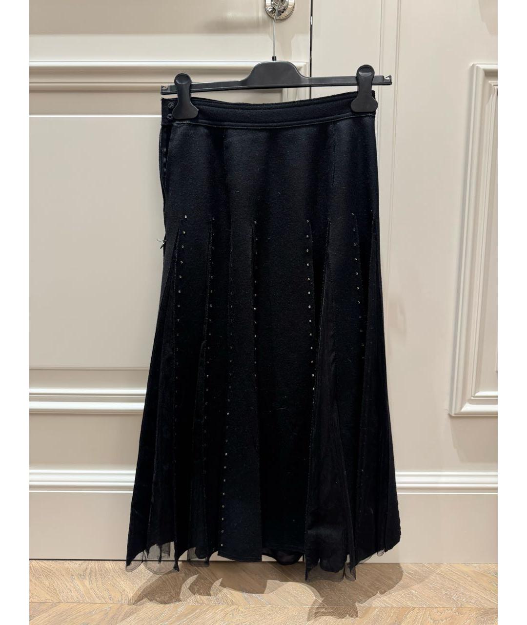 VALENTINO Черная шерстяная юбка миди, фото 6