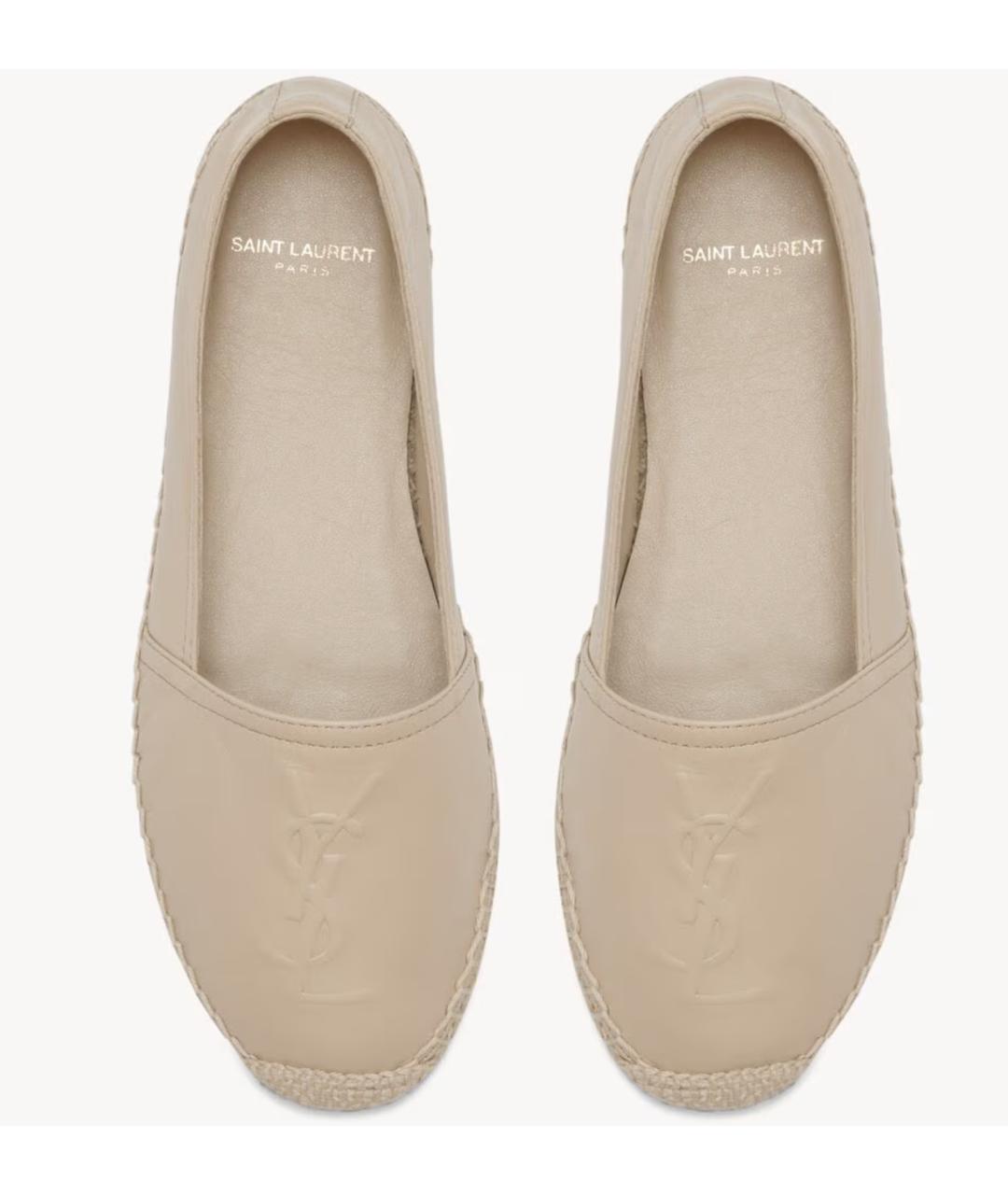 SAINT LAURENT Бежевые кожаные эспадрильи, фото 2
