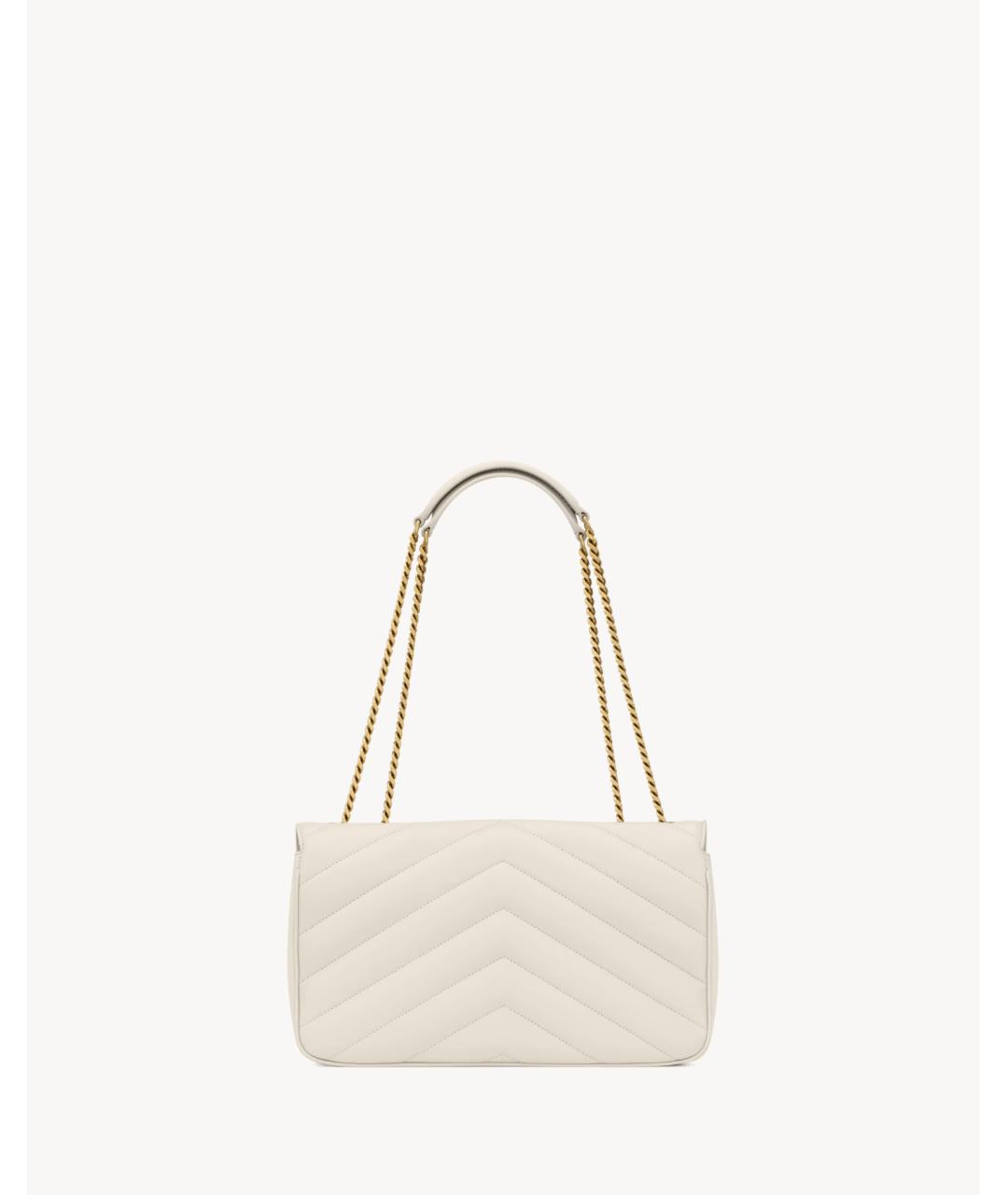 SAINT LAURENT Белая кожаная сумка через плечо, фото 3