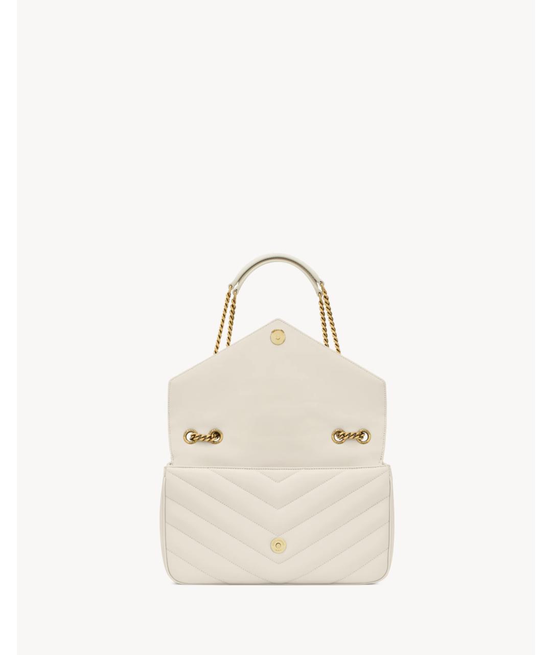 SAINT LAURENT Белая кожаная сумка через плечо, фото 5