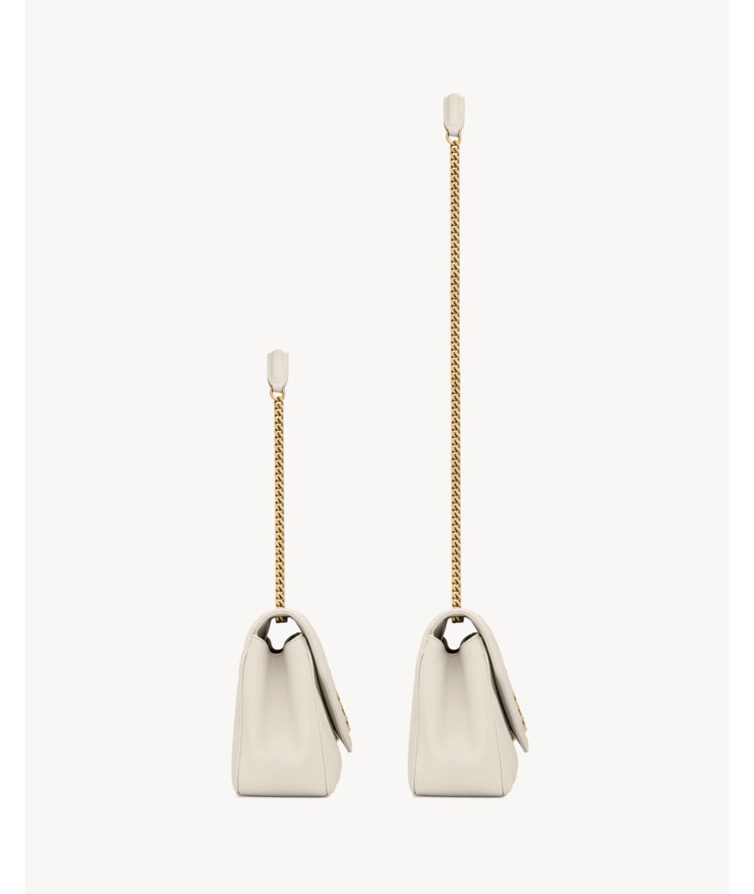 SAINT LAURENT Белая кожаная сумка через плечо, фото 4