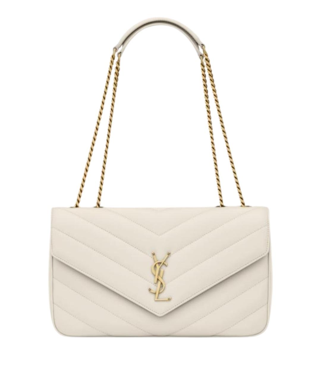 SAINT LAURENT Белая кожаная сумка через плечо, фото 1