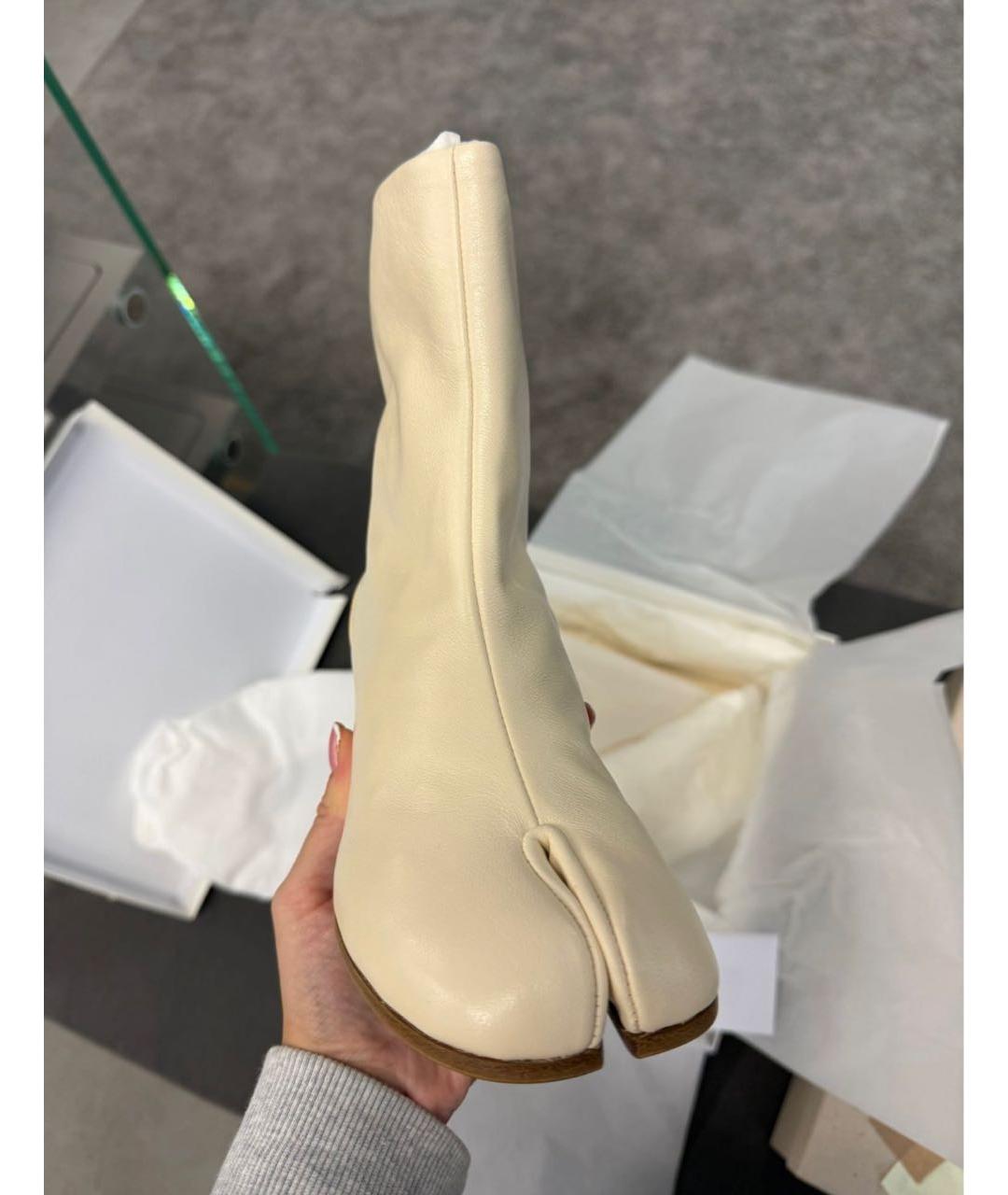 MAISON MARGIELA Бежевые кожаные ботильоны, фото 4