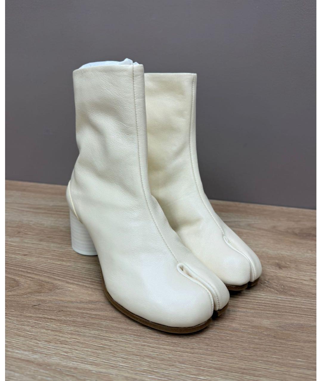 MAISON MARGIELA Бежевые кожаные ботильоны, фото 2