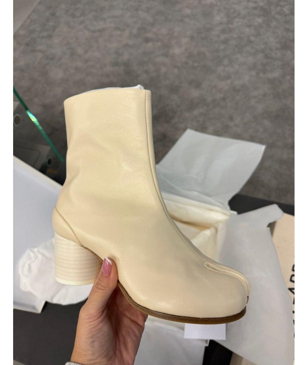 MAISON MARGIELA Бежевые кожаные ботильоны, фото 3