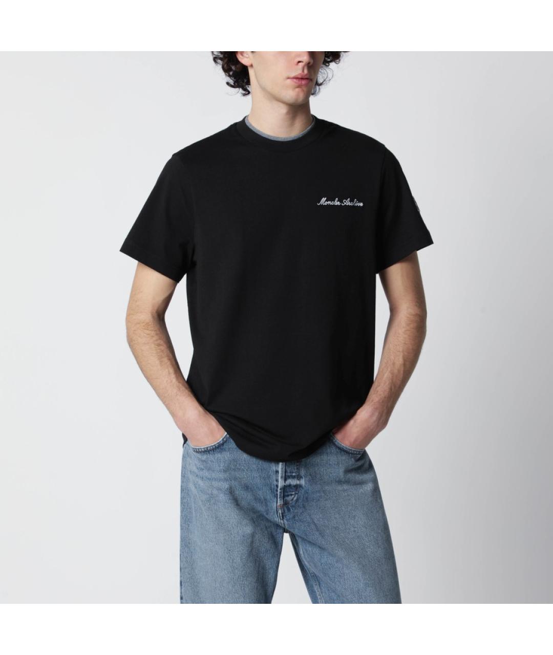MONCLER Черная хлопковая футболка, фото 4