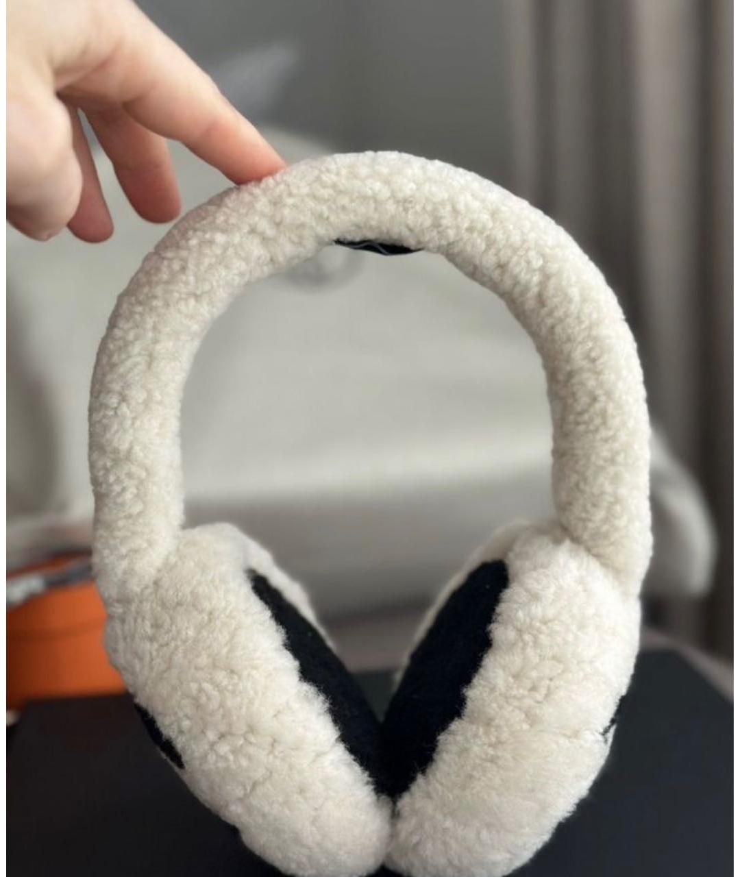 CHANEL Белые шерстяные наушники, фото 4