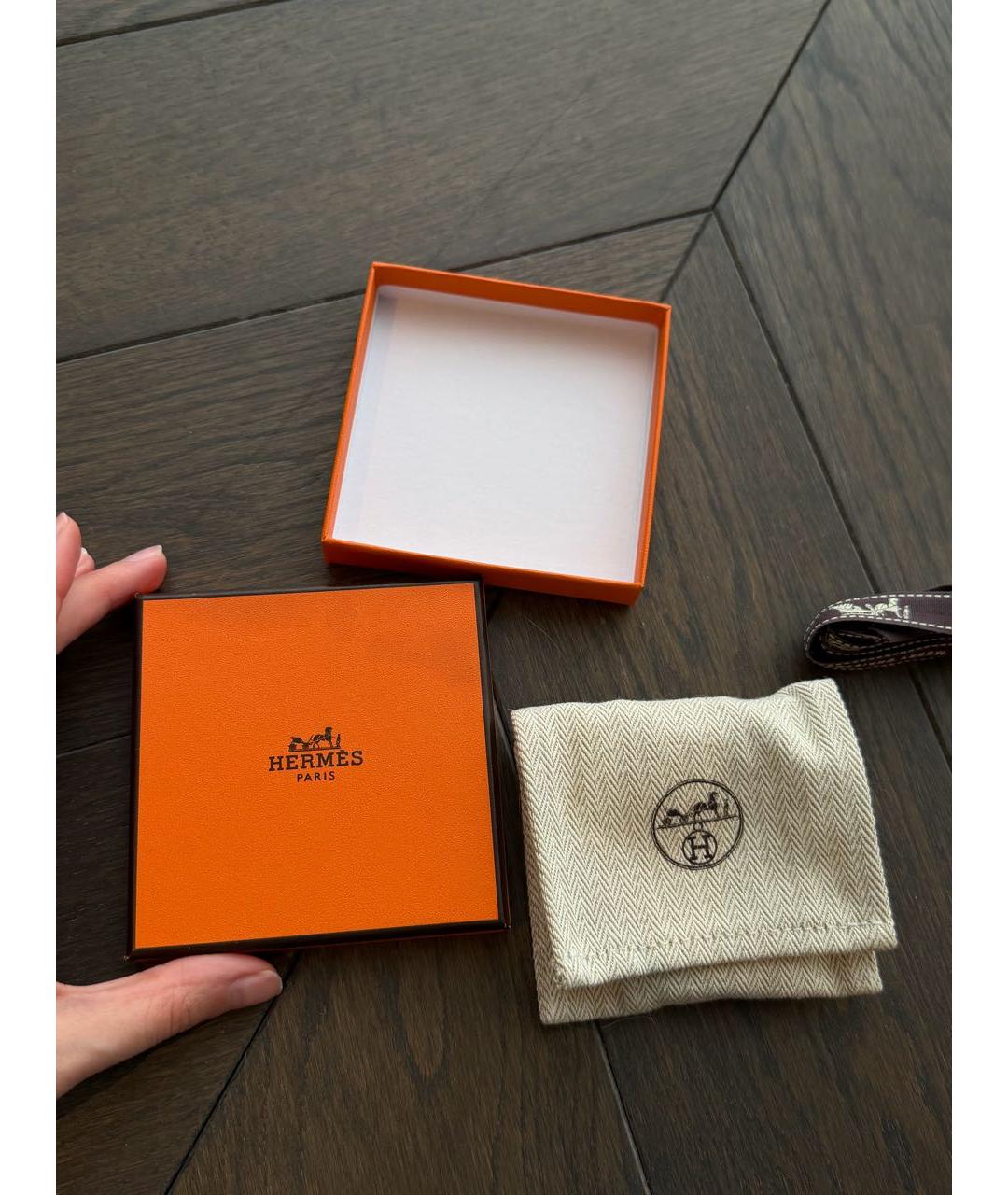 HERMES Черный кожаный браслет, фото 5