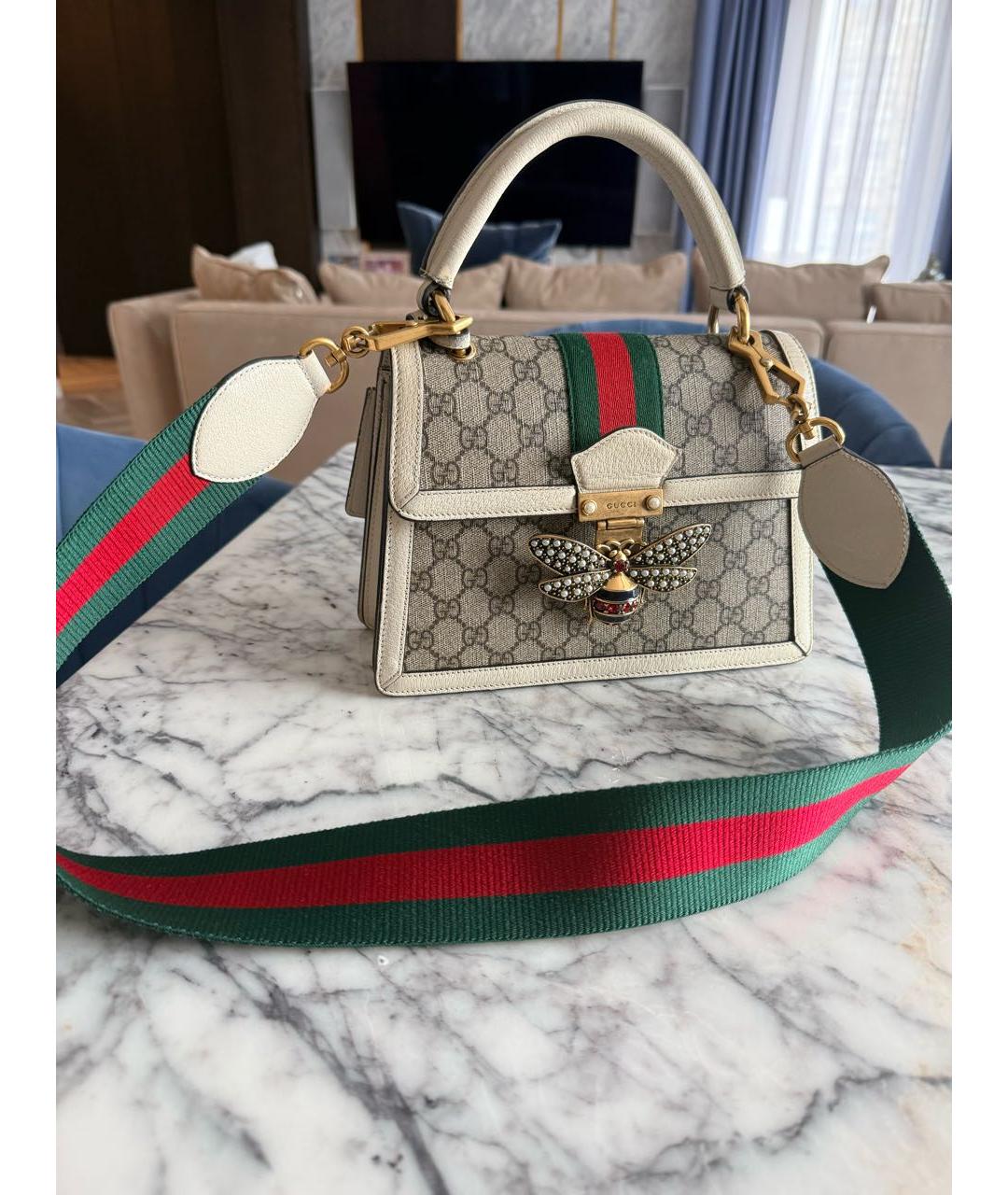 GUCCI Серая кожаная сумка через плечо, фото 5