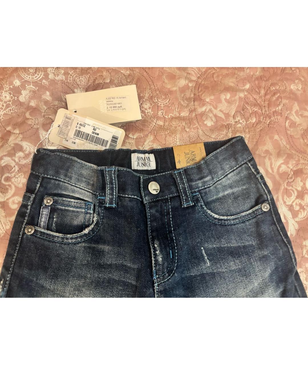 ARMANI JUNIOR Синие хлопковые детские джинсы, фото 2