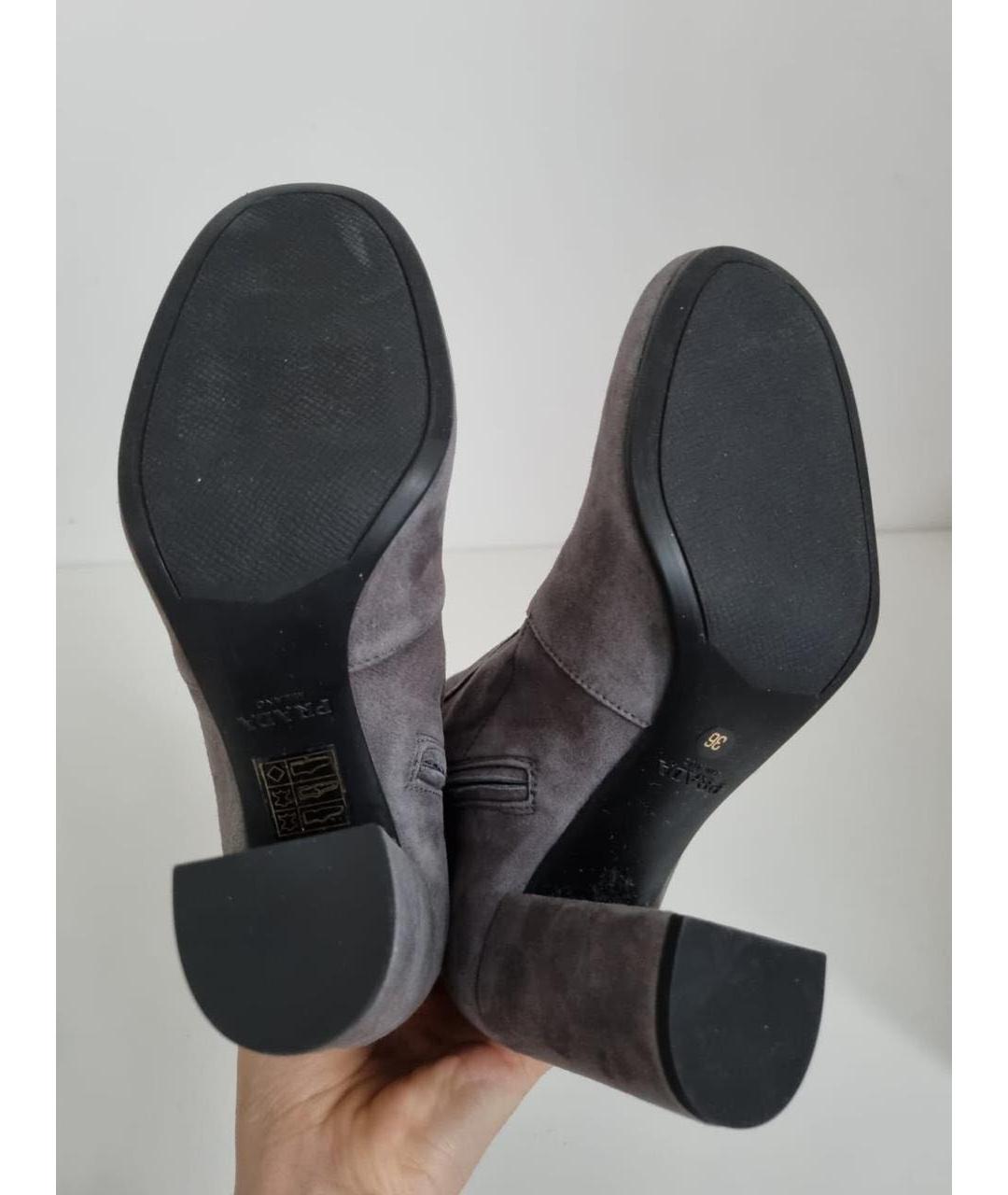 PRADA Серые бархатные полусапоги, фото 6