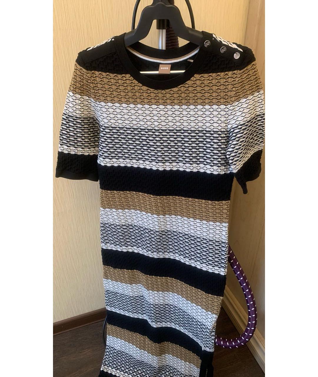 HUGO BOSS Мульти хлопко-эластановое повседневное платье, фото 9