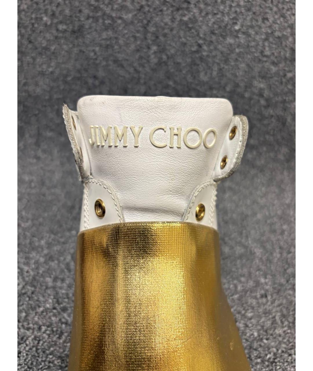 JIMMY CHOO Белые кожаные высокие кроссовки / кеды, фото 3
